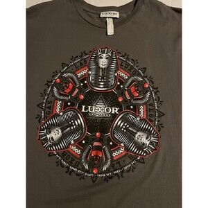 VINTAGE Luxor Las Vegas Pyramid Hotel Casino T-Shirt LARGE Egyptian Tut Blue Man